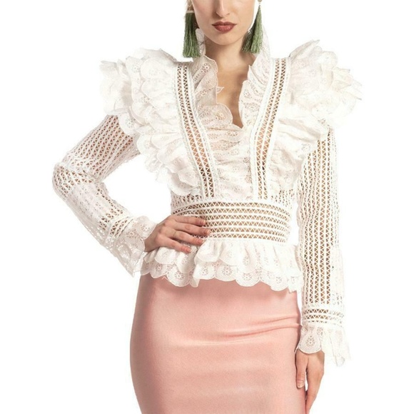 Gracia Tops - GRACIA V neck lace top